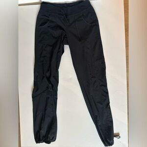 Athleta Black Cargo Pant with Zips and  Pullstring Ankle